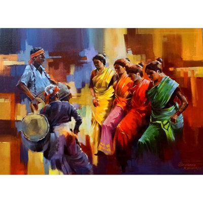 Danse Santhali du Jharkhand | Acrylique sur toile | Par Praween Karmakar