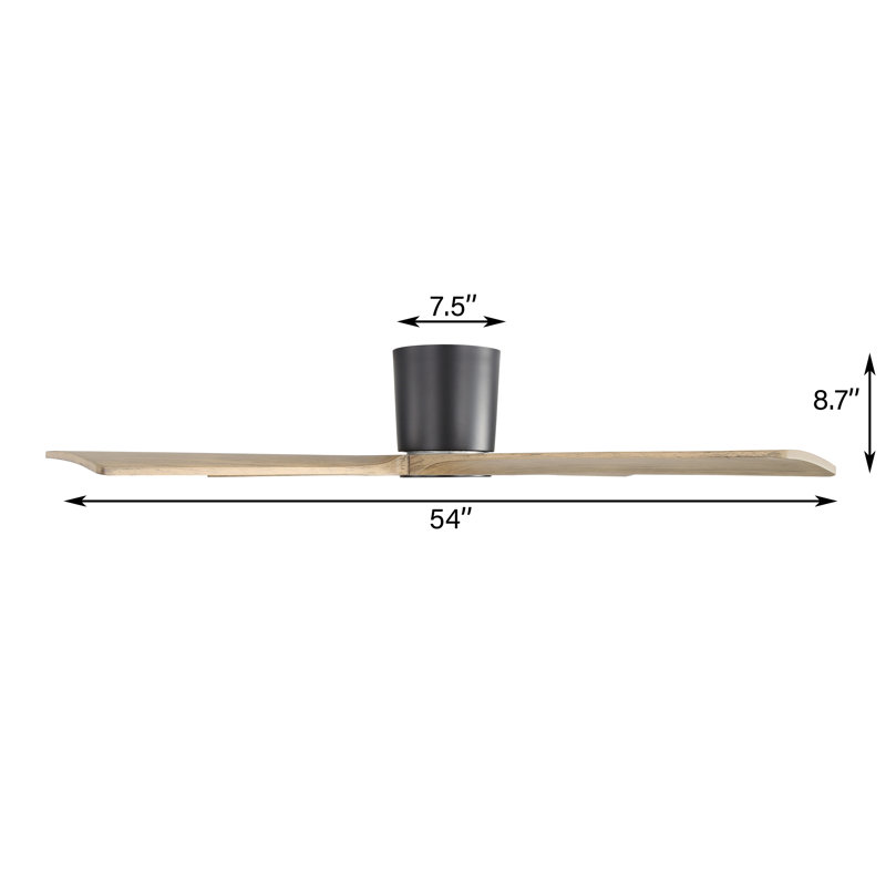 Ventilateur de plafond encastré standard à moteur à courant continu avec pales en bois massif de 54 po avec télécommande
