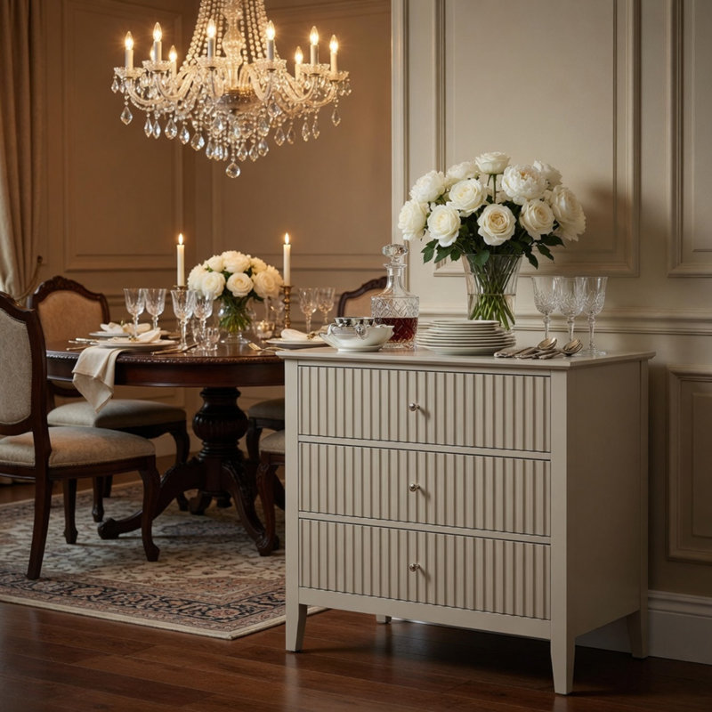 Accent Chests With 3 Drawers, Beige