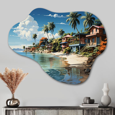 Beach Tropical Vibes - Décoration murale en métal de forme côtière de forme irrégulière, reproduction de sculpture murale asymétrique en métal