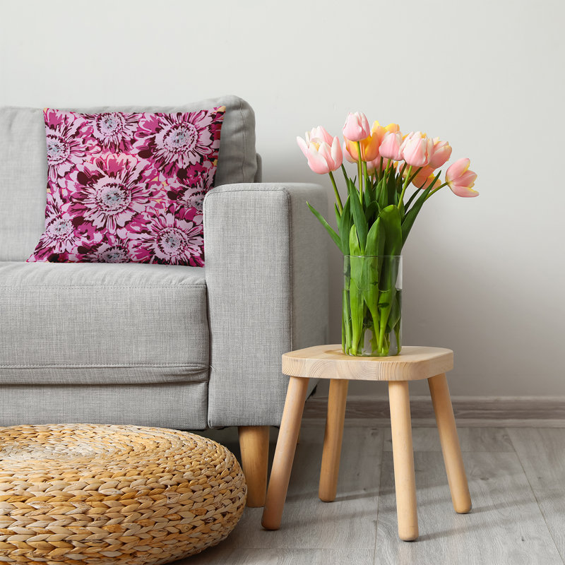 Floral Polyester Throw Pillow, 26"H x 26"W, Square