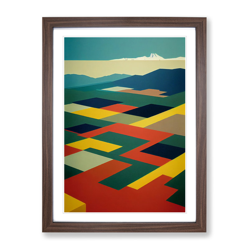 Abstract Landscape Meadow No.1 - Framed Print, 64cm H x 46cm W x 2cm D, Walnut