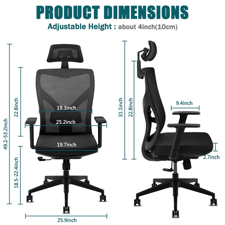 CLATINA Ergonomic Big Tall Executive Office Chair with Upholstered Swivel 400lbs High Capacity Adjustable Height Thick P