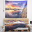 Polyester coucher de soleil à la rivière avec de grands nuages tapisserie avec accessoires suspendus inclus-28500518