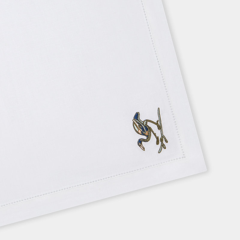 Bird Motif Embroidered Linen Napkins