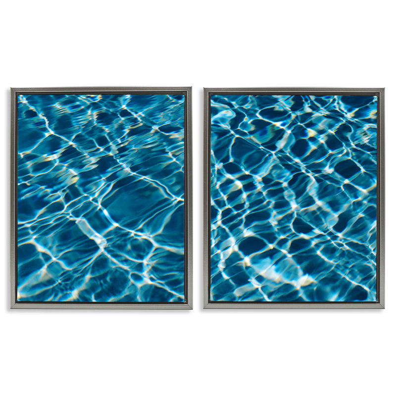 «Inviting Clear Pool Water», ensemble de 2 toiles flottantes encadrées par Justine Milton, H 31 po x l 25 po
