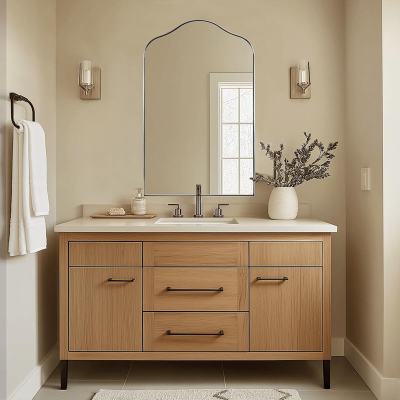 Miroir de salle de bain Aremi Cadre en acier inoxydable, 36 po x 24 po, Nickel brossé