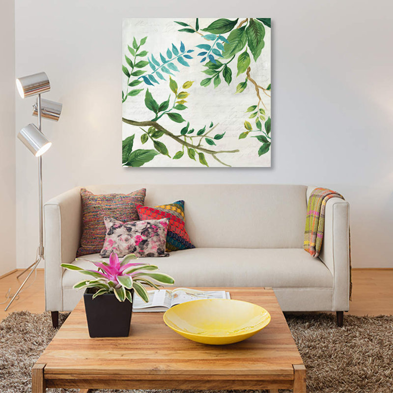 « luxueux leaves », impression sur toile, H 12 po x l 12 po x P 1,5 po, Pas de tapis, Toile tendue