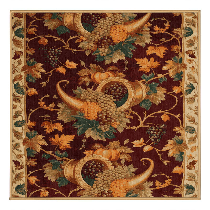 Tapis brun français lavable à la machine, Carré 8 pi