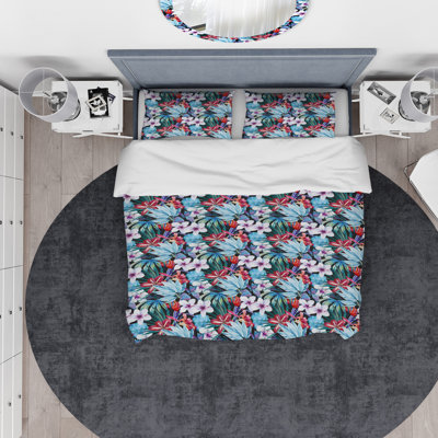 Ensemble de housse de couette lilies et hibiscus designart