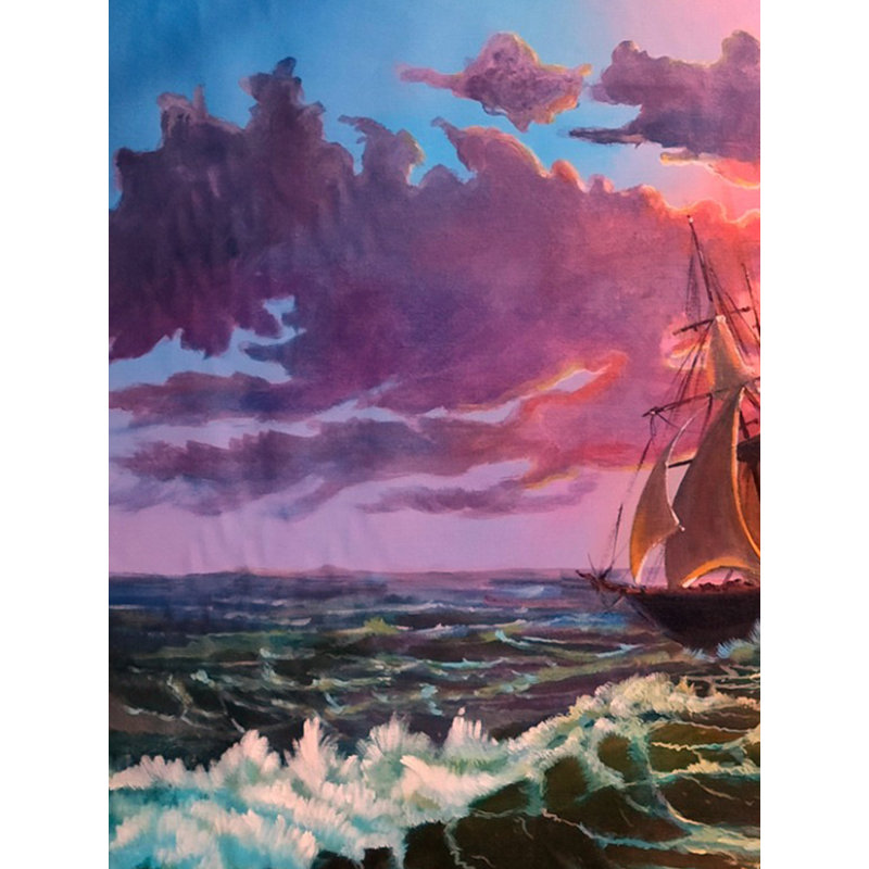 Bateau faisant face aux vagues | Acrylique sur toile Canavs | Par Prashant Honakhande