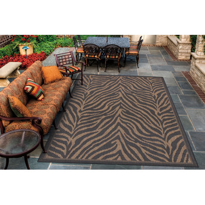 Newingham Animal Print Black Cocoa Indoor Outdoor Area Rug