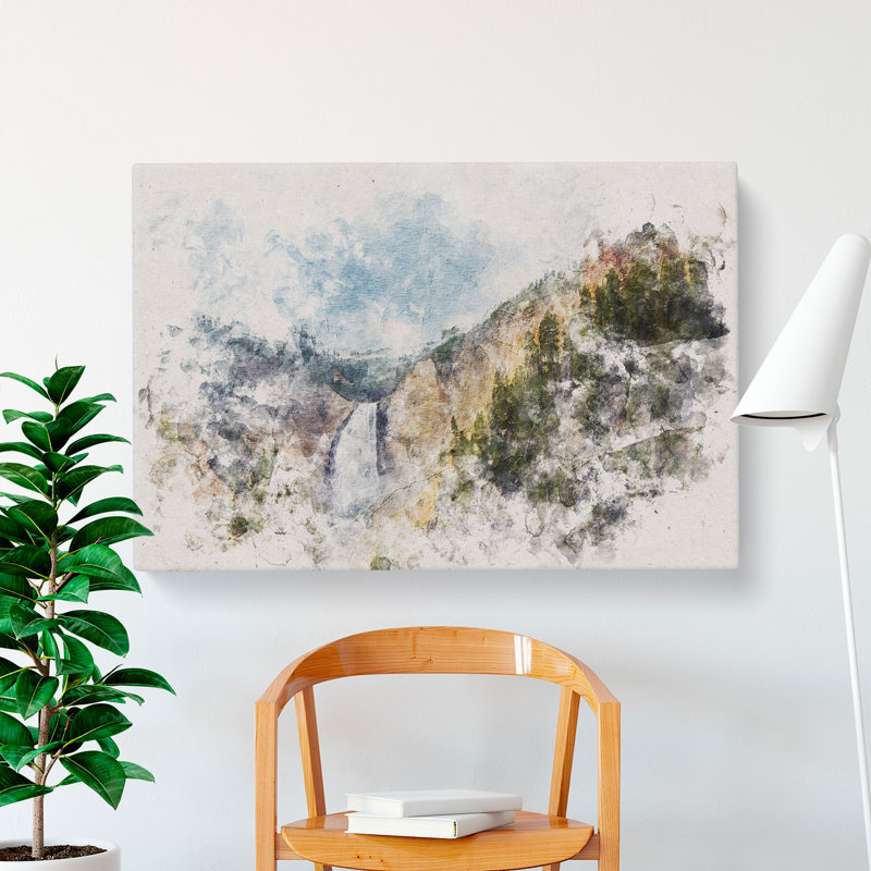 Lower Falls In The Rocky Mountains - Wrapped Canvas, 35cm H x 50cm W x 3cm D