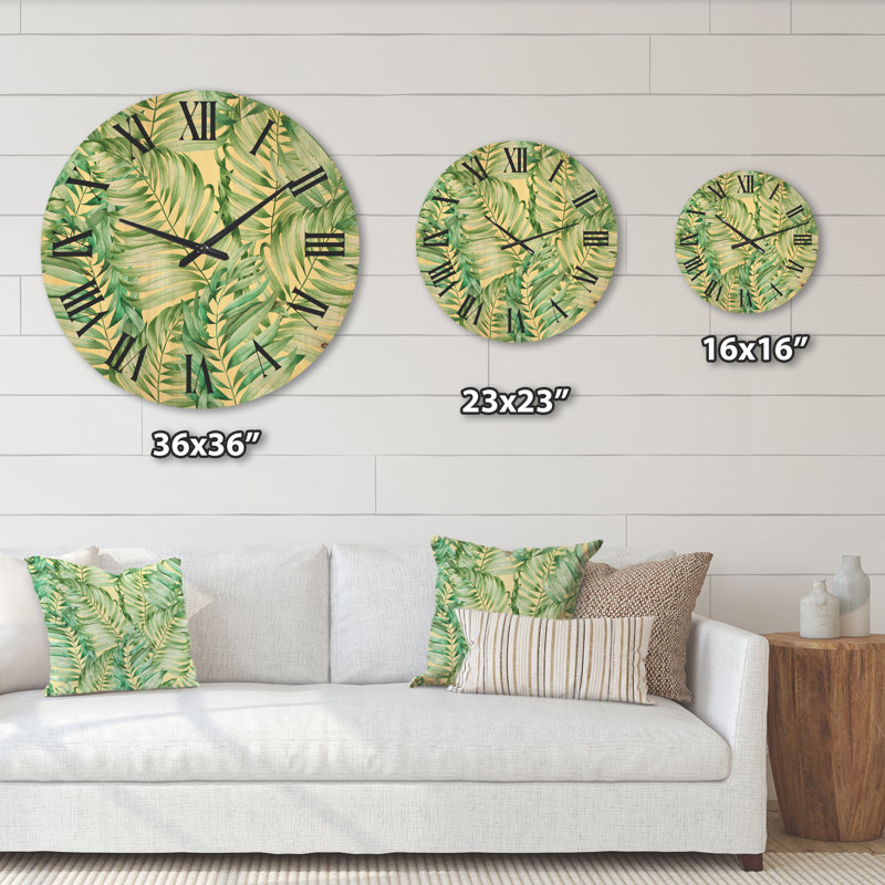 Horloge murale feuilles tropicales de Monstera, Moyenne