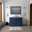 Meuble-lavabo double bleu marine 48 po X P 22 po D, plateau en marbre de Carrare et Miroir-117984900-117984903