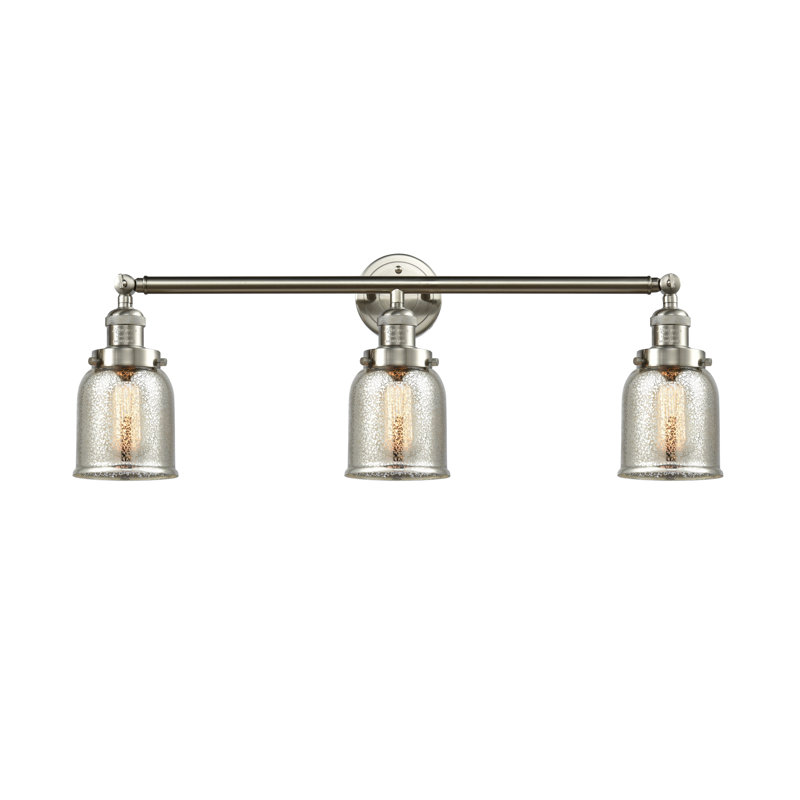 Aponte 3 - Light Dimmable Vanity Light, 60 Watt Vintage Incandescent Bulb, Silver Mercury, Brushed Satin Nickel