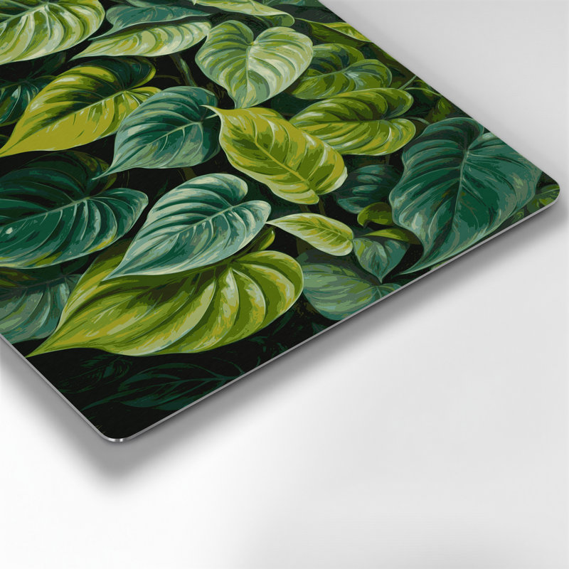 Art mural hawaïen en métal vert Philodendron, H 11 po x l 14 po
