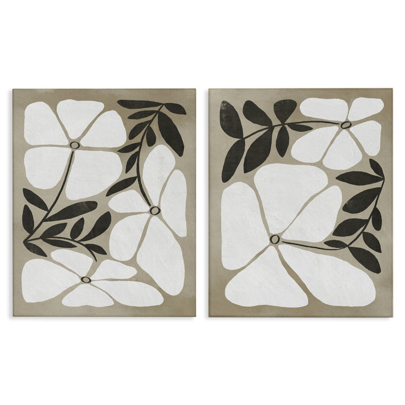 Ensemble de 2 fleurs neutres de style bohémien, par Victoria Barnes, 20" H x 16" W