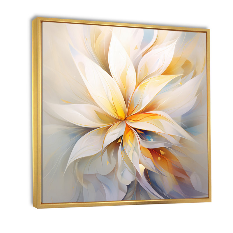«Dreamy White Digital Spring Flowers I», reproduction sur toile, H 24 po x l 24 po x P 1 po, Cadre flottant doré