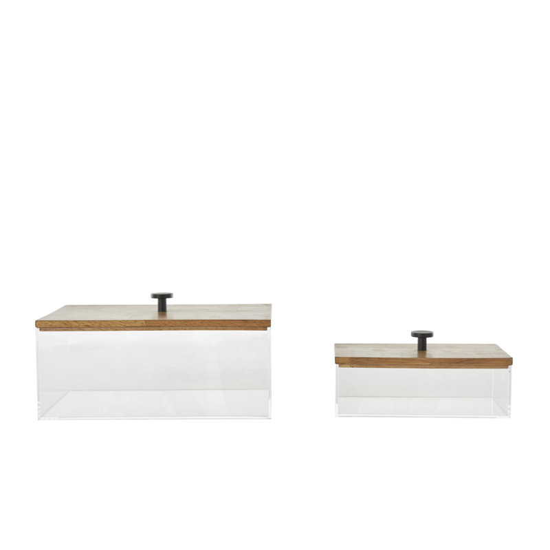 Ensemble de 2 boîtes décoratives Simmone, H 4,9 po x l 9,45 po x P 6 po