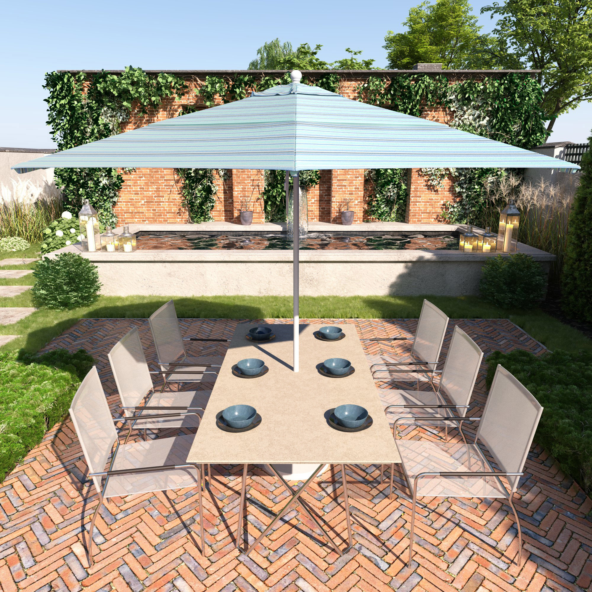 Kalona 11' Market Sunbrella® Umbrella, Dolce Oasis Stripe Sunbrella®