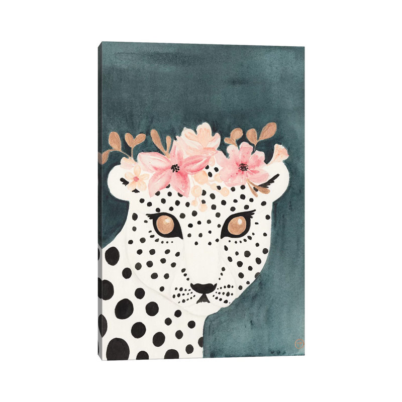 Flower Crown Leopard by CreatingTaryn - Wrapped Canvas Painting, 66.04 cm H x 45.72 cm W