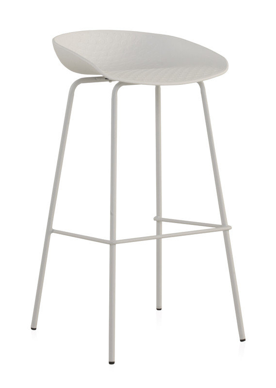 Anglers Counter Stool with Metal Frame, White