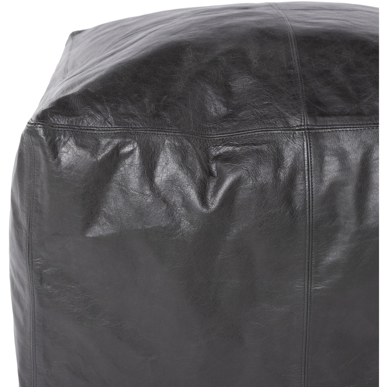 Emily 22" Genuine Leather Pouffe