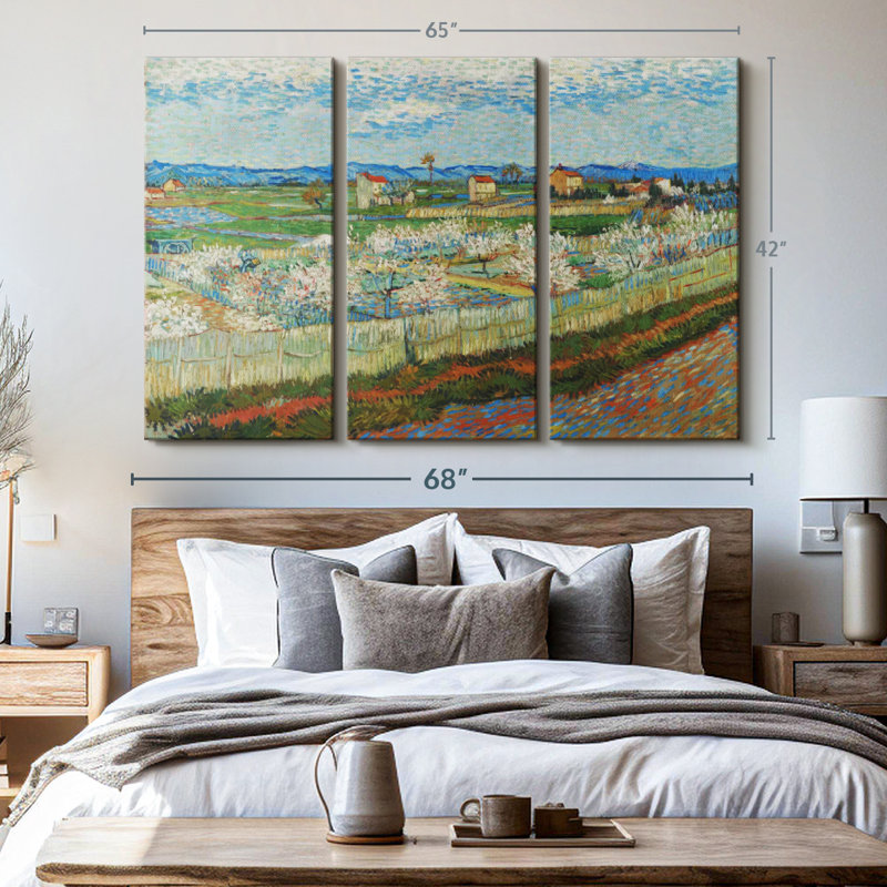 «Peach Trees In Blossom» sur toile, H 42 po x l 65 po