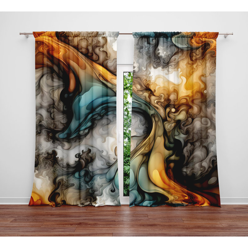 Paire de rideaux semi-transparents en polyester Ellidh, L 56 po x L 78 po