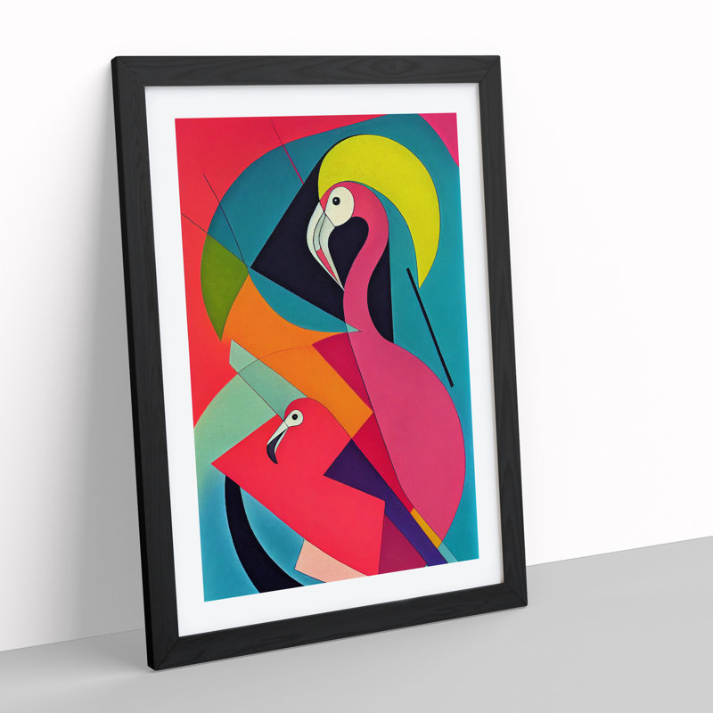 Flamingo in Abstract No.4 - Framed Print, Black, 34cm H x 25cm W x 2cm D