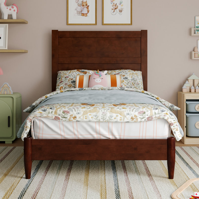 Lit plateforme Aveline, Lit simple, Noyer