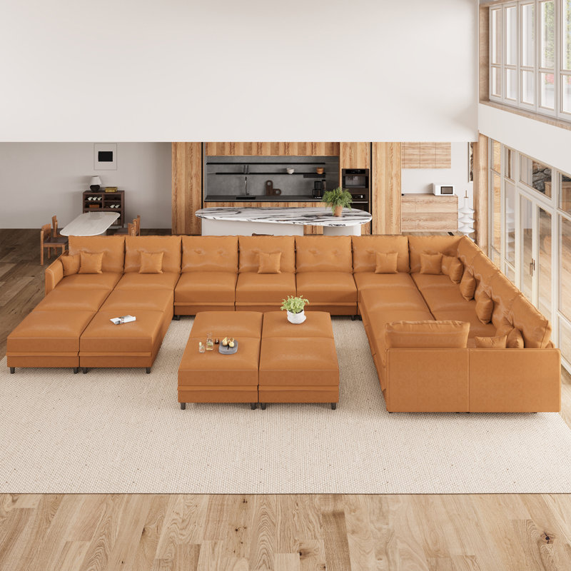 Canapé modulaire 21 pièces Zendajas, Similicuir brun