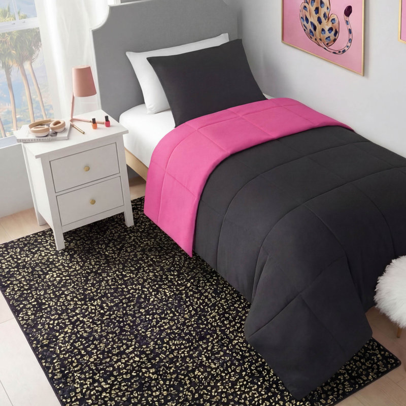 Juicy Couture Metallic Leopard Plush Rugs, 4' x 6', Black