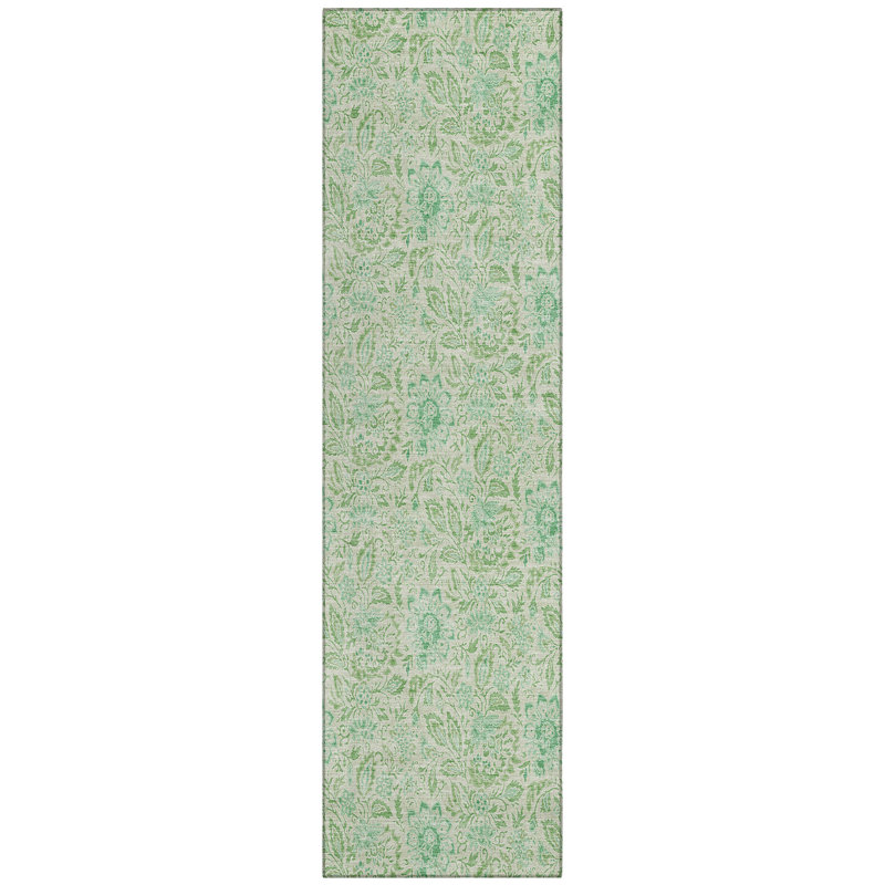 Washable Floral Indoor / Outdoor Rug, Runner 2'3" x 7'6"