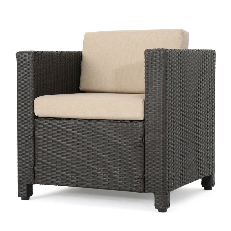 Arville Outdoor Lounge Chair, Dark Brown/Beige