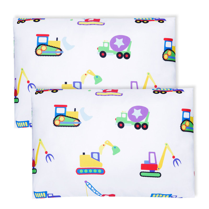 Ensemble de 2 taies d'oreiller 100% microfibre pour enfant Wildkin - Taille douce, respirante et pour tout-petit - En construction