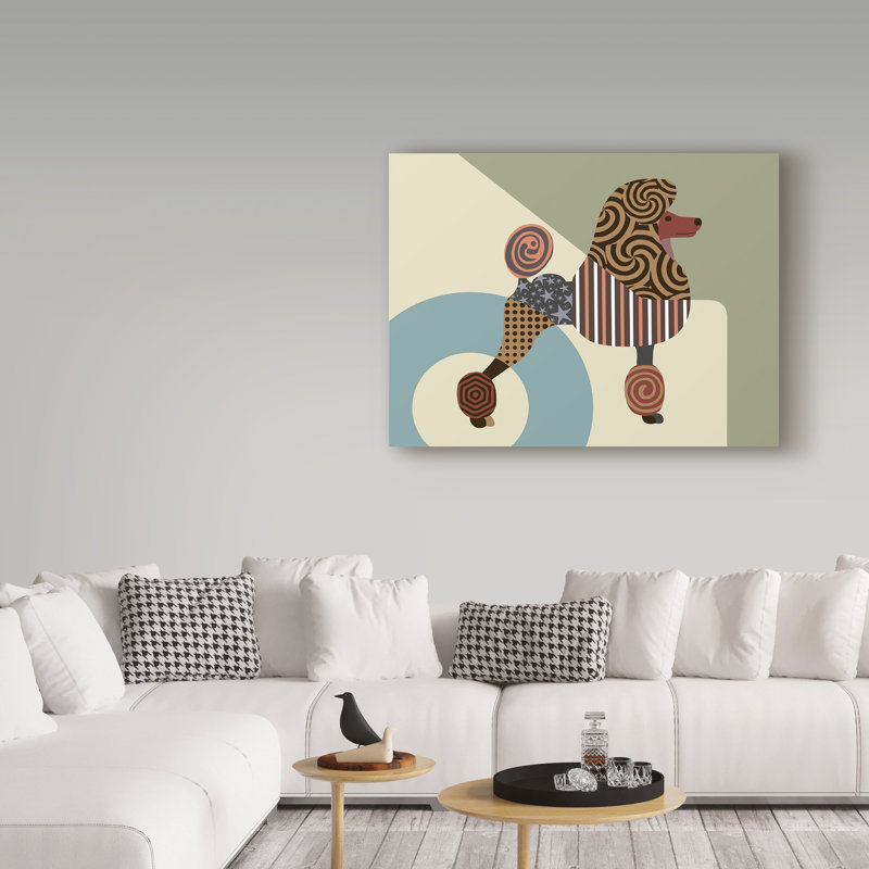 Buckey Poodle Dog - impression sur toile tendue, H 14 po x l 19 po x P 2 po