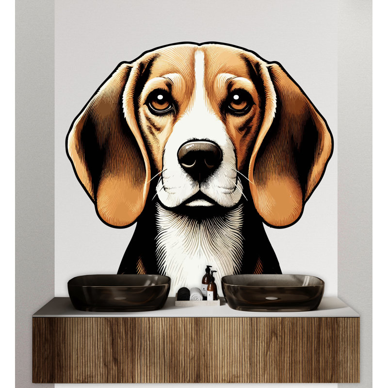Décalcomanie murale chien Beagle, décor de chien, art mural chien Beagle, H 52 po x l 52 po