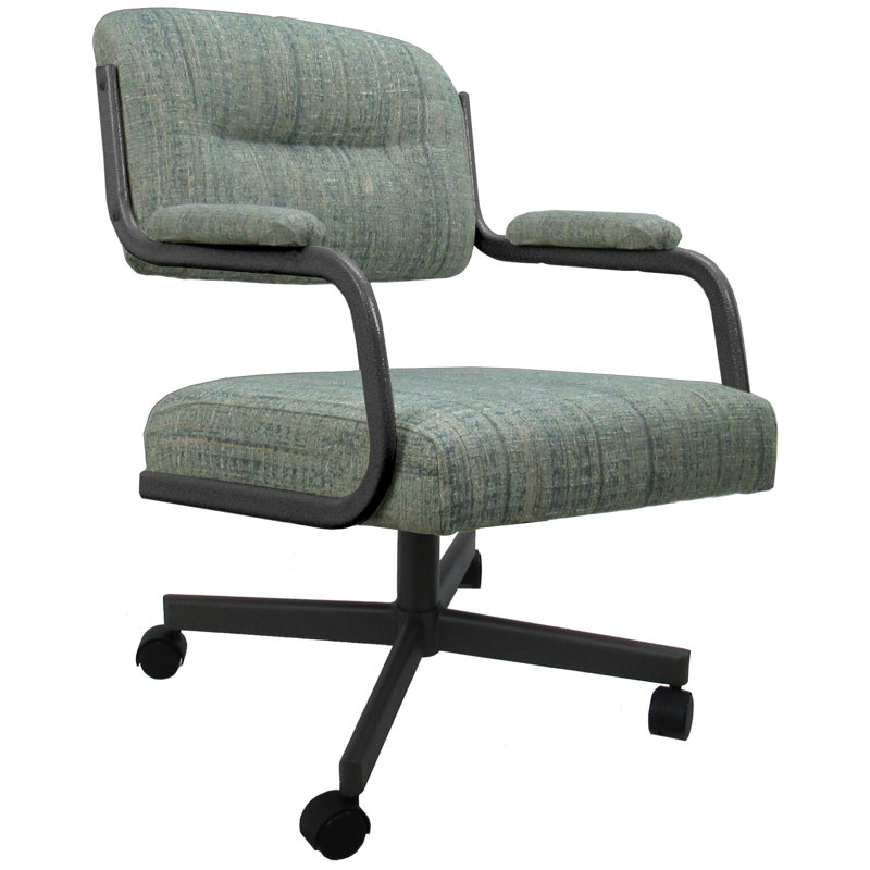 Huriyyah Upholstered Metal Armchair, Gray, Watusi Aquatint