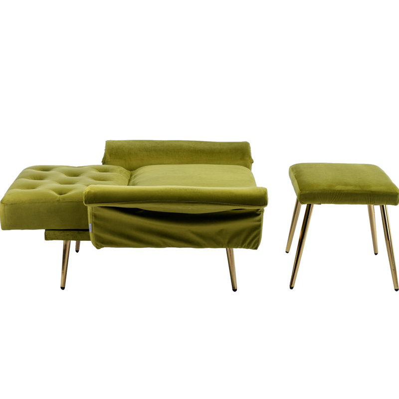 Chaise d'appoint avec accoudoirs et dossier réglables, Velours vert olive