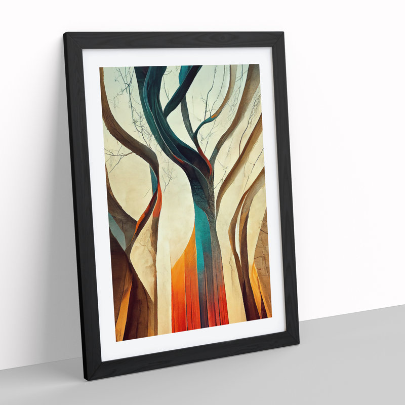 The Abstract Trees No.6 - Print, White, Black Framed Paper, 66cm H x 48cm W