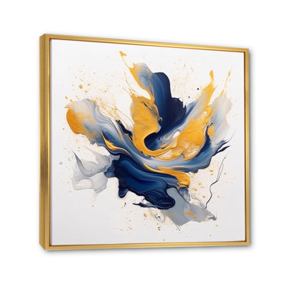 «Dark Blue and Gold Strokes X», reproduction sur toile encadrée