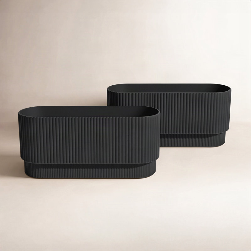 Demi Long Planter, Black, 2