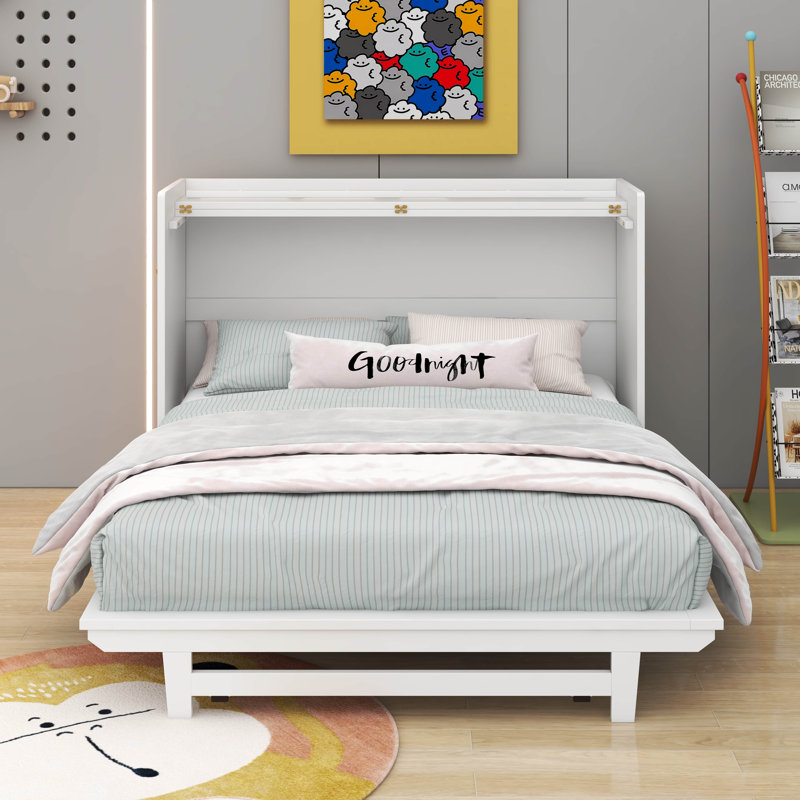 Grand lit escamotable avec pieds en fer, Blanc