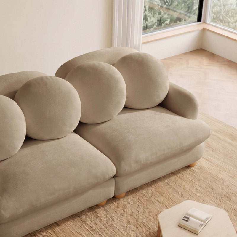 Canapé modulaire en chenille avec assise profonde, Camel
