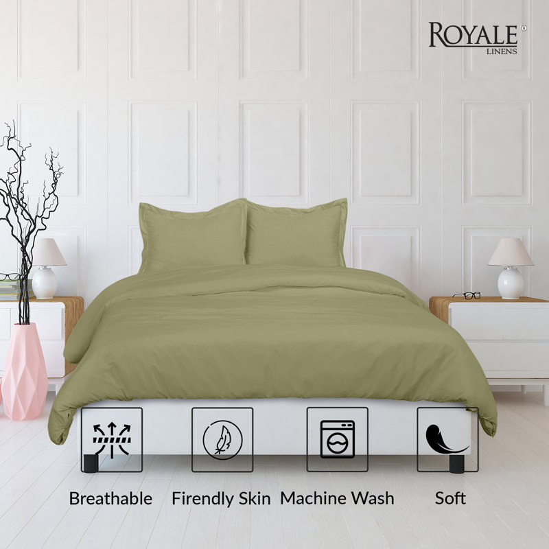 Literie , Housse de couette pour grand lit + 2 taies d'oreil, Vert