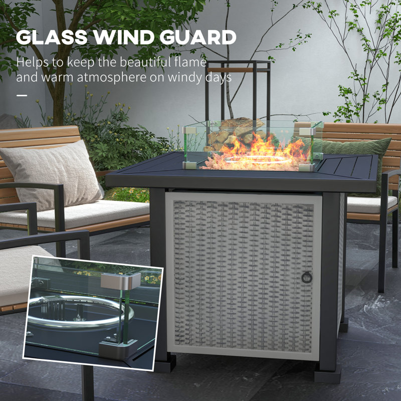 Bayete Rectangle Propane Smokeless Fire Pit Table with Hidden Fuel Tank