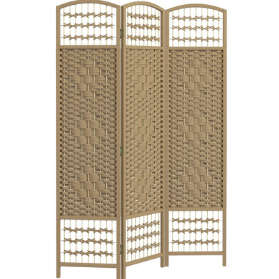 Paravent naturel à 3 panneaux. Cloison de séparation tissée à la main. Parfait pour le salon, la chambre ou le bureau. Structure en papier tissé et cadre en bois. Facile à plier et à ranger. Aucun assemblage requis. Dimensions : 1,70 m (5,6 pi).