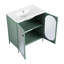 Meuble-lavabo de salle de bain autoportant - Armoire en céramique forte et menthe 30 po avec design polyvalent en acier